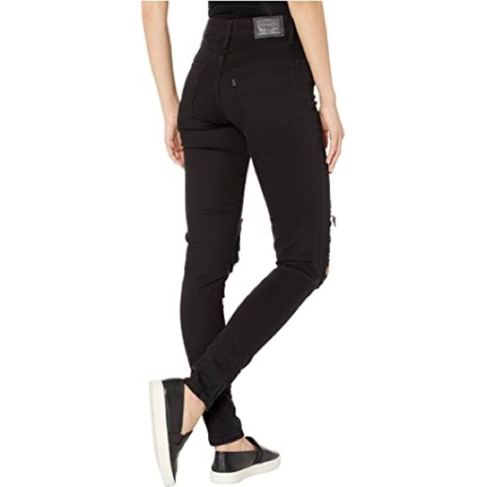 Levi’s 721 8 Long High Rise Skinny Destroyed Black Jeans - Picture 4 of 16